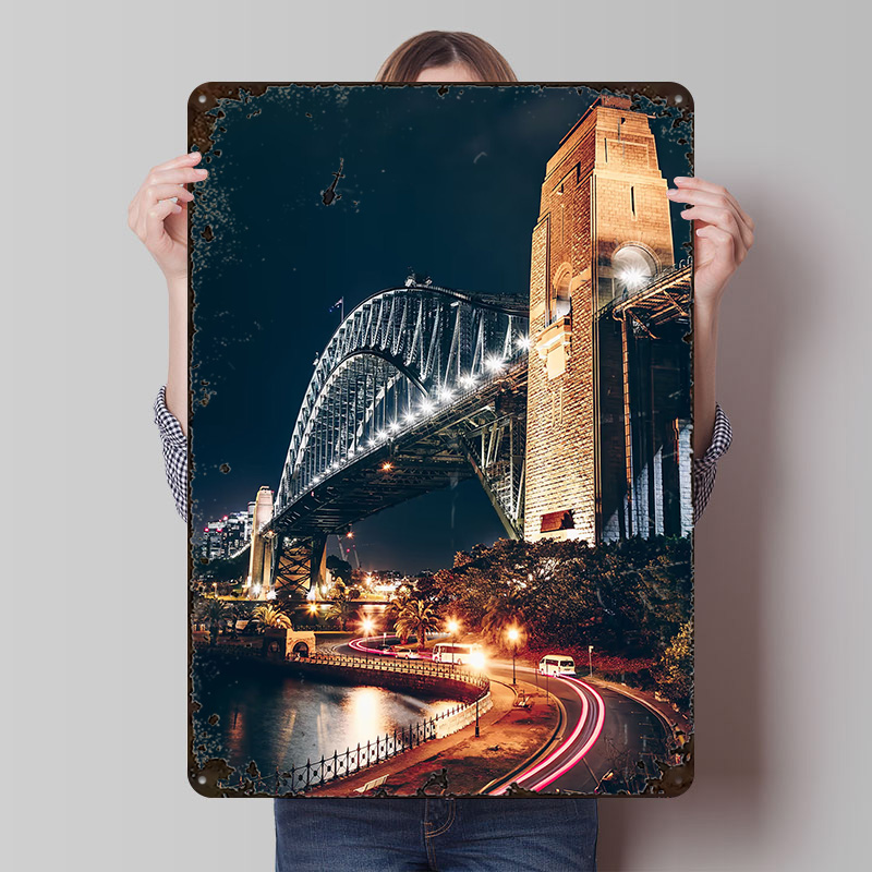 Home Bar Sydney - Плакат с изображением Сиднейского моста, винтажные