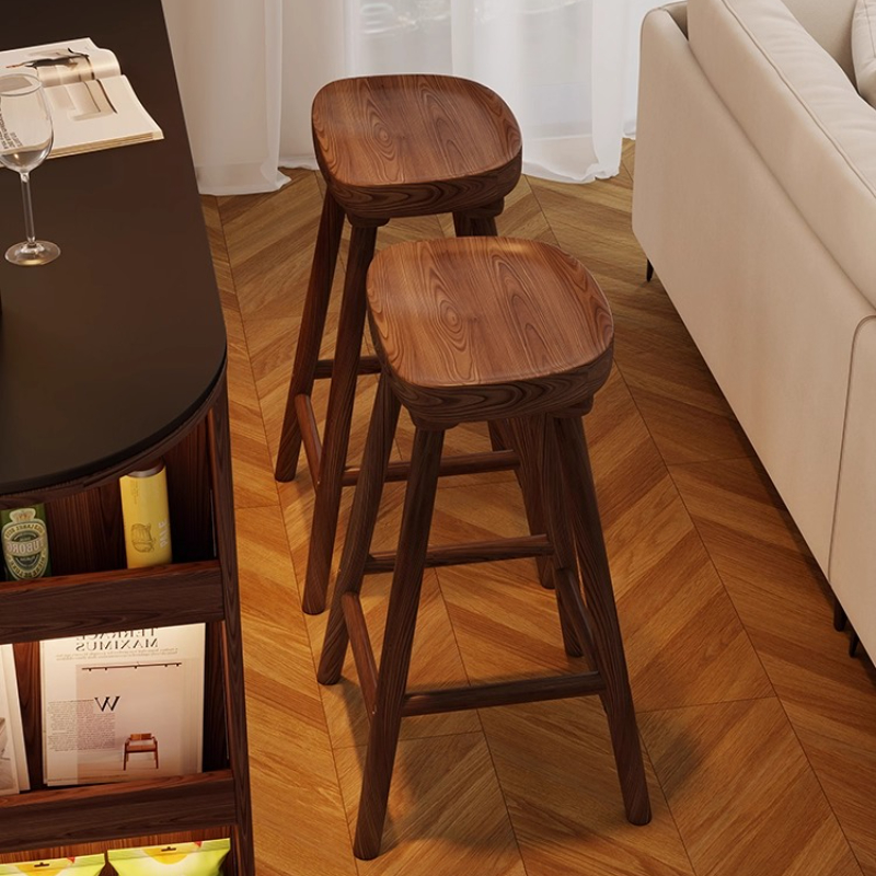 Home Bar Seating - Изогнутый барный стул из массива дерева,